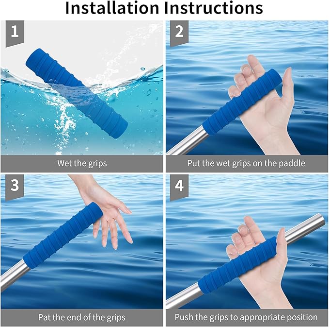 Kayak Paddle Grips, No-Slip Silicone Grips, Blister Prevention, Kayaking Accessories for Take-Apart Paddle (Diameter 1.18 Inches)