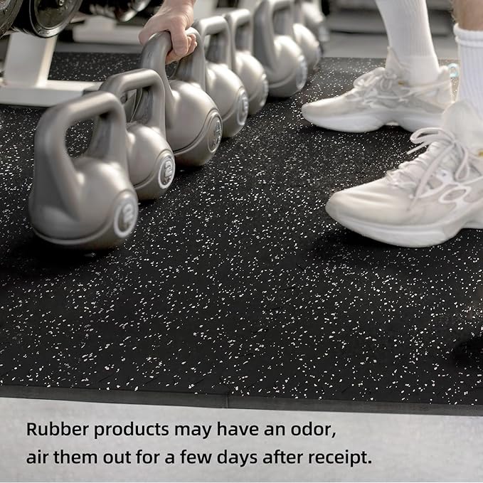 0.79in Extra-Thick 72 Sq Ft Exercise Equipment Mats, 18 Tiles Rubber Top EVA Foam Workout Mats, Interlocking Gym Flooring for Home Gym, 24 x 24in, Black & White