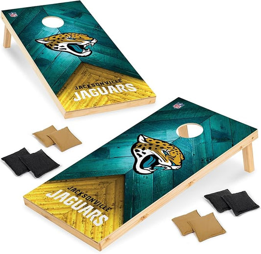 Wild Sports NFL Football 2' x 4' Regulation Size Solid Wood Cornhole Set with Direct Print HD Team Graphics Great Gift for Any Football Fan! Bean Bag Toss Family Outdoor Game