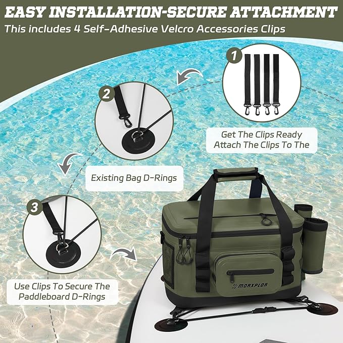 Waterproof Shell 24 cans Paddle Board Cooler Bag, Sup Deck,Kayak Cooler Bag Accessories