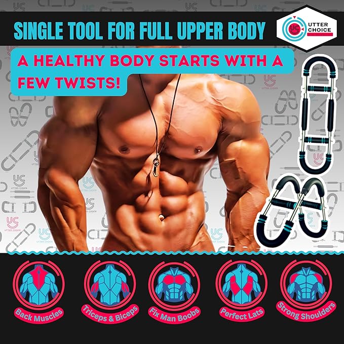 Gorilla Bar Chest Workout Equipment with Multi-Level Adjustment 30-120lbs Twister Chest and arm Trainer for Men – Chest Exerciser, Portable Arm and Chest Workout Flex Bar and Muscle Strength Trainer