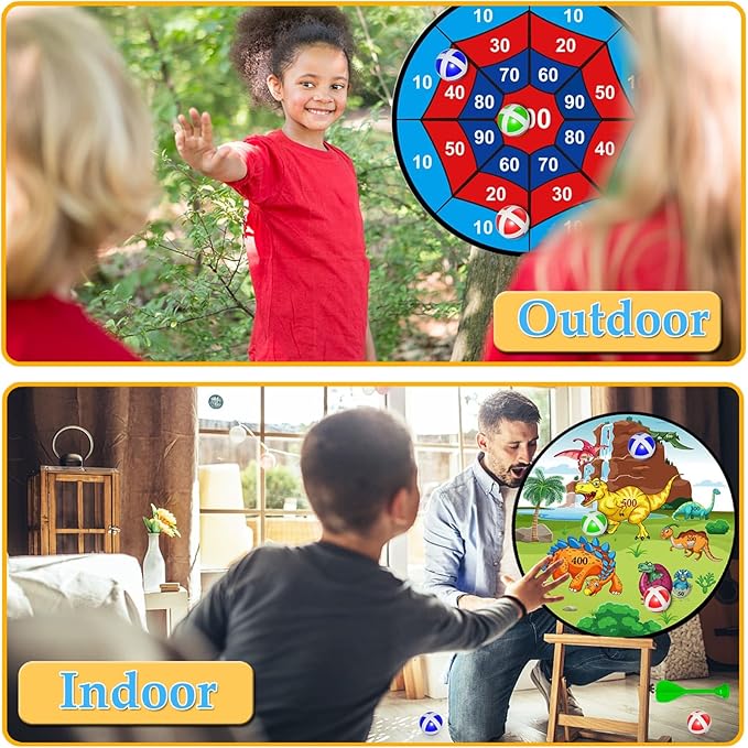 Dart Board for Kids Ages 4-8 - 29" Double-Sided Dart Board with Sticky Balls and Darts,Boys Toys for Ages 8-13,Valentines Day Gifts for 7 8 9 10 11 12 13 14 Year Old, Indoor/Outdoor Party Game Toys