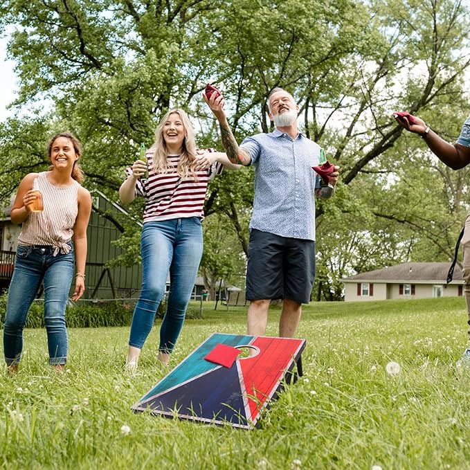 Cornhole Set 4x2 and 3X2 Regulation Size Corn Holes Sets with Carrying Bags & 8 Bean Bags Cornhole Boards Bean Toss Games for Adults Family Outdoor Beach Lawn Outside Backyard Games