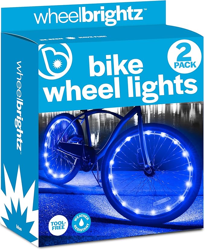 Brightz WheelBrightz LED Bike Wheel Lights - 2025 Edition with Superior Straps & LED-Weatherproof Shield! 14 Colors - Unmatched Durability, Visibility & 48+ Hours of Dazzling Illumination
