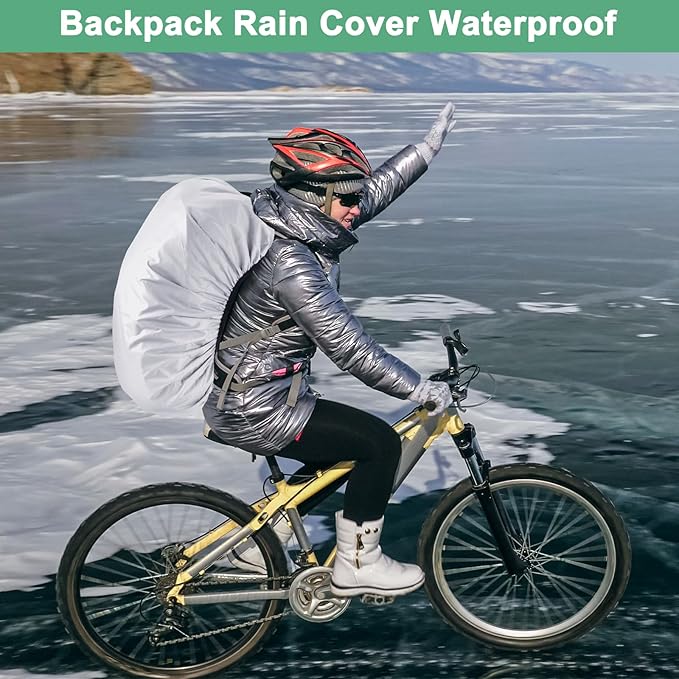 Waterproof Backpack Rain Cover Waterproof Backpack Cover, Bag Rain Cover with A Vertical Reflective Strap for Hiking/Biking/Camping/Outdoor Traveling