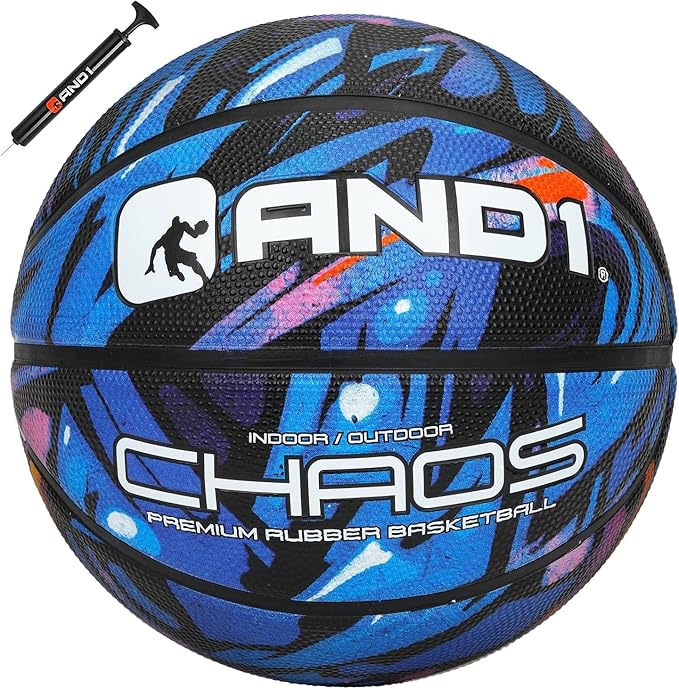 AND1 Chaos Basketball: Official Regulation Size 7 (29.5 inches) Rubber - Deep Channel Construction Streetball, Made for Indoor Outdoor Basketball Games