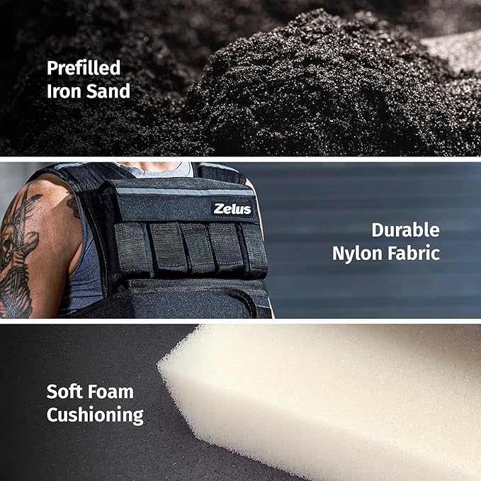 ZELUS Weighted Vest, 20lb/30lb/60lb Vest Adjustable Weights for Exercise, Weight Vest for Men, Workout Vest for Home Workouts Cardio Strength Training Weight Loss