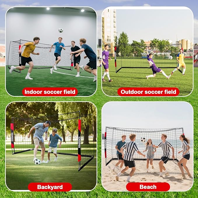 12X6FT/6X4FT Soccer Goal, Portable Soccer Goals for Backyard, Easy to Carry, Easy to Install, Comes with 1 Carry Bag, 4 Ground Nails, Youth and Adult Training Equipment.