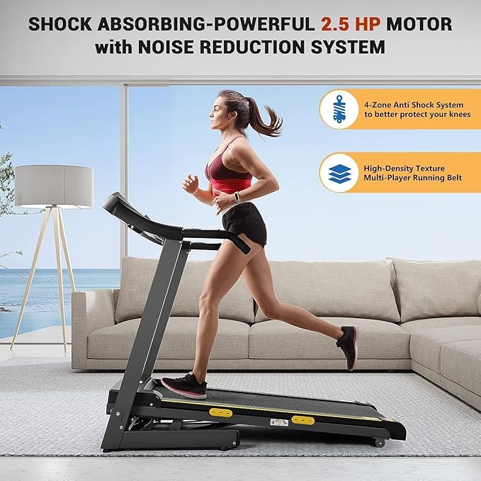 Treadmill with Auto Incline Foldable Treadmill 17'' Electric Treadmills 2.5 HP/8.5 MPH with 15 Training Programs 0-12% Auto Incline Large LCD Display Easy Assembly for Home Office Gym Use