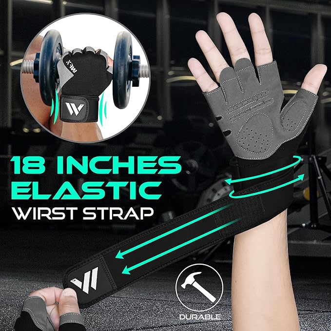 Gym Gloves Fitness Training Anti Slip Shock-Absorbing Weight Lifting Gloves Padded Grip Breathable Fingerless Workout Support for Men Women Cycling Exercise