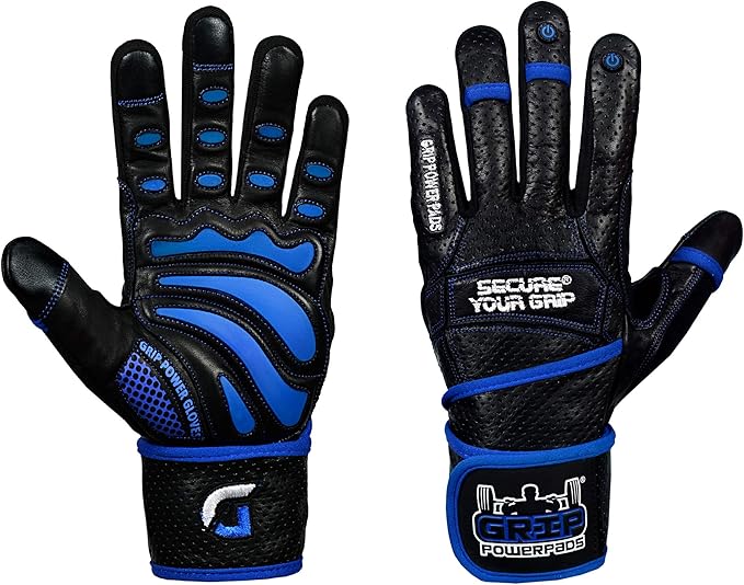 Elite Leather Gym Gloves with Built in 2" Wide Wrist Wraps Grip & Design for Weightlifting Power Lifting Bodybuilding & Strength Training Workout Exercises, Size : Medium