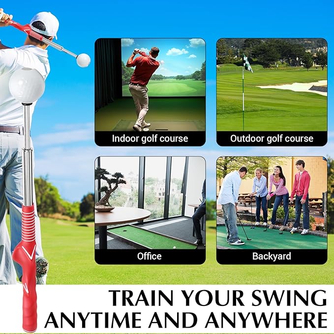 Golf Grip Trainer,Golf Swing Trainer,Retractable Right-Handed Grip Trainer Golf Training Aid for Warmup, Strength Tempo Practice, Indoor/Outdoor Use Improve Swing Rhythm & Accuracy