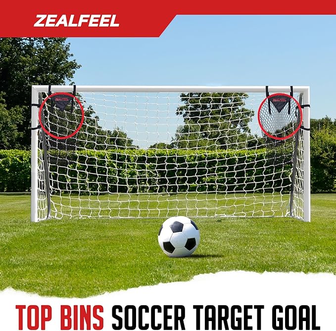 Soccer Goal Target for 2 Pcs, 16-in Top Bins Soccer Target Goal for Corner Shooting Accuracy Training, Easy to Attach and Detachable, Portable Soccer Goal with Carry Bag for Teens and Adults