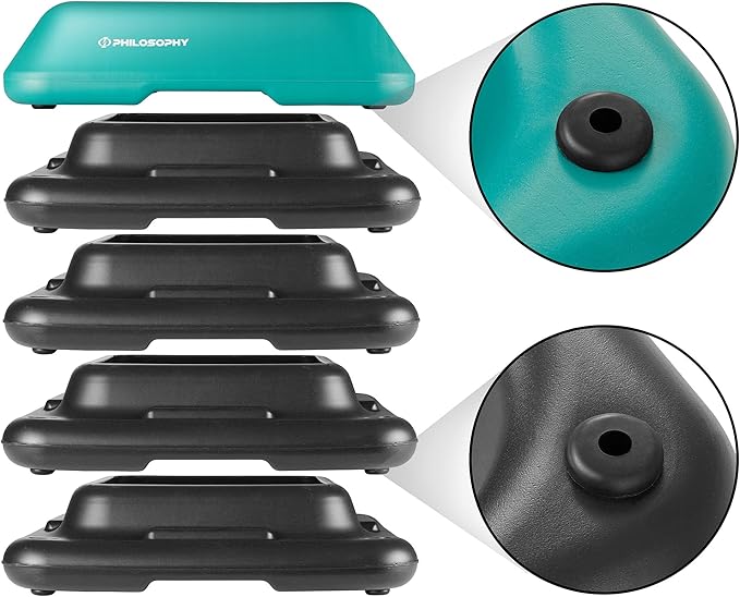 Philosophy Gym Aerobic Exercise Adjustable High Step Platform, with 4 Risers Included