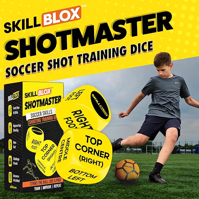Soccer Shooting Training Dice (2 pcs) - Soccer Gifts for Boys 8-12 to Improve Soccer Shooting Skills - Boys and Girls Soccer Training Equipment (SHOTMASTER DICE)