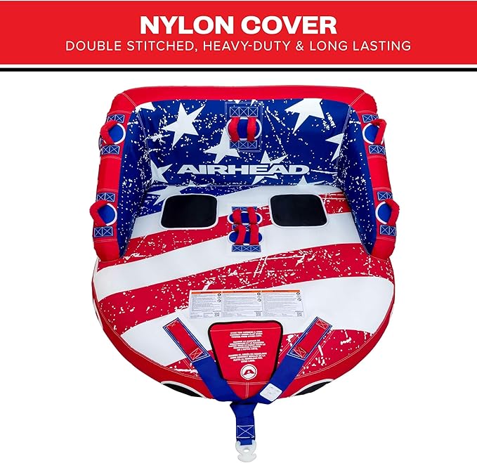 Airhead Mable Inflatable Towable Tube, 1-4 Rider Models, Dual Tow Points, Full Nylon Cover, EVA Foam Pads, Patented Speed Valve, Boat Tubes and Towables