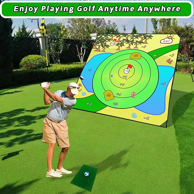 Airaperto Battle Golf Chipping Game, 80”x80” Large Chipping Mat,Play Outdoor Sticky Golf for Adults,Unique Multiplayer Indoor Outdoor Chipping Game,Friends Family Yard Target Game