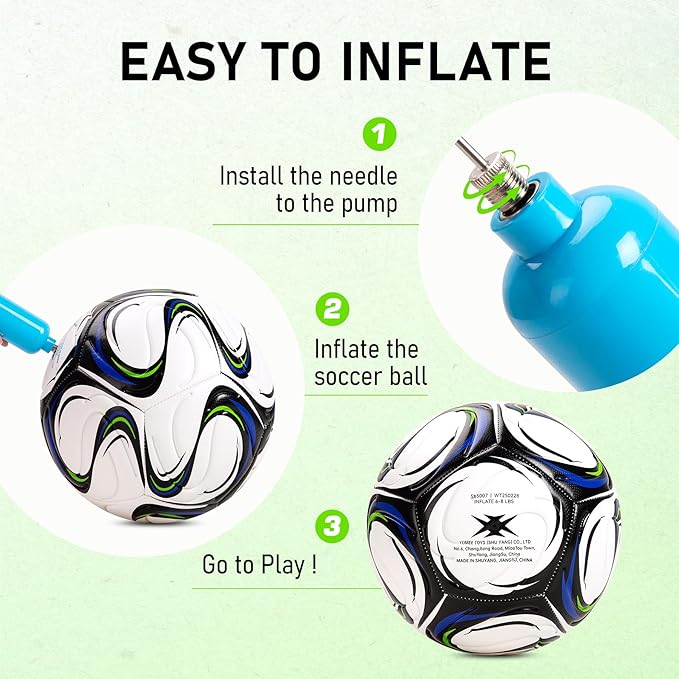Soccer Ball Size 5 with Pump, Official Size and Weight Soccer Ball for Adults, Indoor Outdoor Training Practice Match Game Play, Ideal Sports Gifts