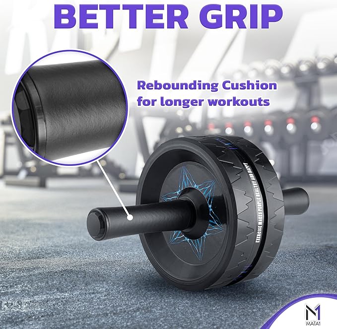 Ab Roller Wheel, Abs Workout Machine, Perfect for Core & Abdominal Strength Training, Exercise Wheels for Home Gym w/Knee Pad, Fitness Equipment for Sports