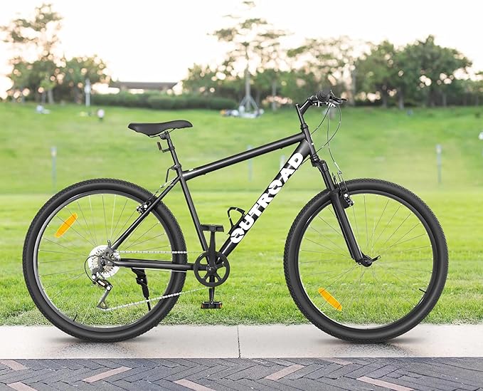 Betterland 26 Inch Mountain Bike, 7-Speed Adult Bike with Dual V Brakes, Outdoor Cycling Bike with High Carbon Steel Frame and Front Suspension, Adjustable Ergonomic Seat for Bicycle (X5 Black)