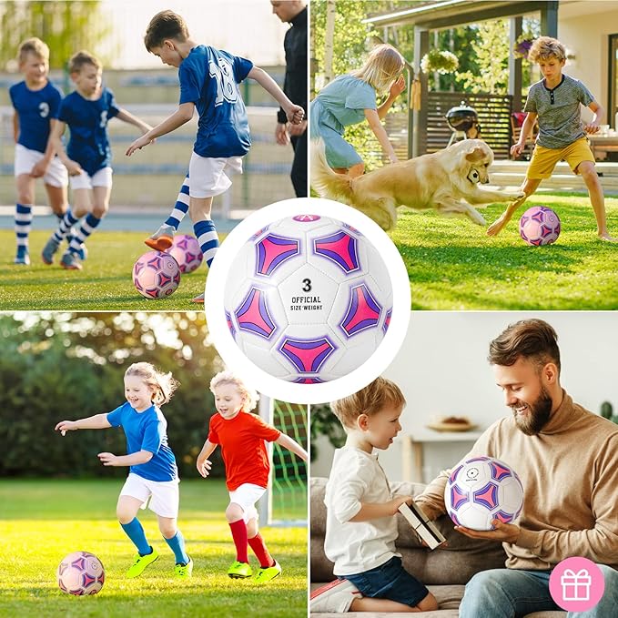 STEEFAN Pink Soccer Ball Full Size 3/4/5 for Kids Outdoor Play,Color Change Soccer Stuff with Official Size Ball Needles and Air Pump,Gift for Kid Teen Girl Junior,Indoor Outdoor Game Soccer Ball