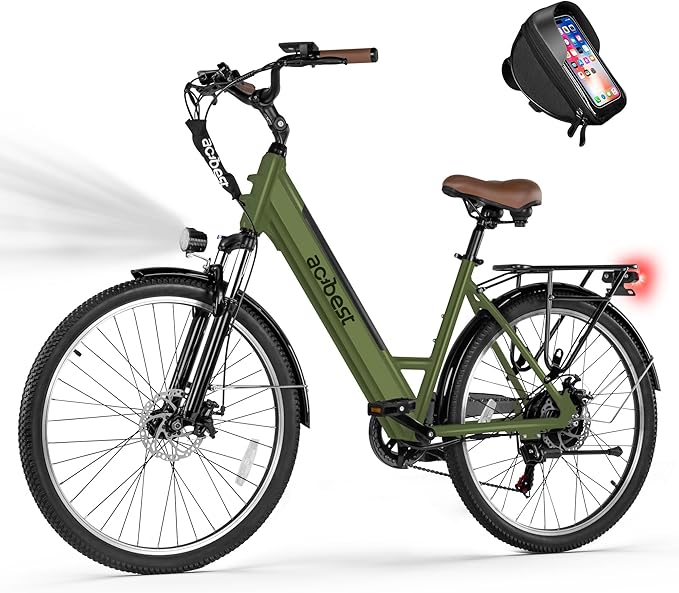 Cores Electric Bike for Adults, 26" Electric Commuter Bike with 1200W Peak Motor, 28MPH 70 Miles Max, 48V 576Wh Removable Battery, 7-Speed City Cruiser Mountain E Bike for Commuting