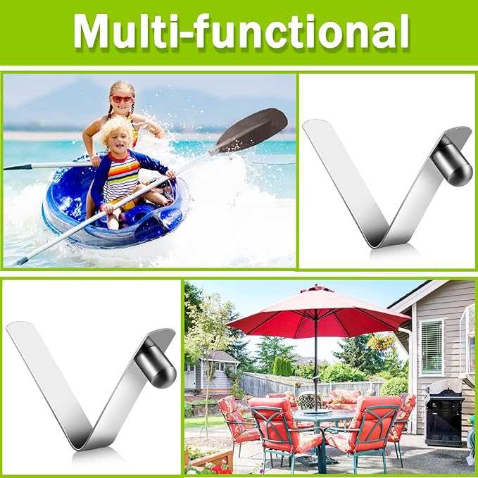 Moxweyeni 8 Pieces Push Button Spring Clips Tent Pole Clips Stainless Steel Kayak Paddle Spring Snap Clips Locking Tube Pin for Camping Kayak Paddle Tent Pole