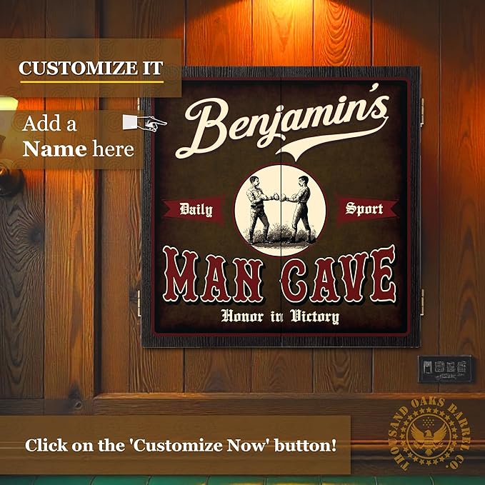 THOUSAND OAKS BARREL CO. | Personalized Dartboard & Cabinet Set with 6 Steel Tip Darts