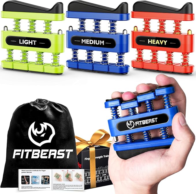 FitBeast Finger Strengthener, Finger Exerciser, Hand Exerciser for Improve Dexterity and Strength in Fingers, Hands, Forearms–Grip Strength Trainer for Musicians, Climbers