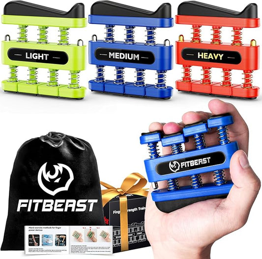 FitBeast Finger Strengthener, Finger Exerciser, Hand Exerciser for Improve Dexterity and Strength in Fingers, Hands, Forearms–Grip Strength Trainer for Musicians, Climbers