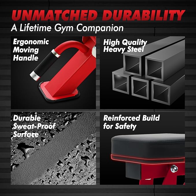 RITFIT Adjustable Weight Bench with Multiple Back Positions for Full Body Workouts, Incline, Decline, and Flat Settings for Home Gym Strength Training, 1300LB Capacity