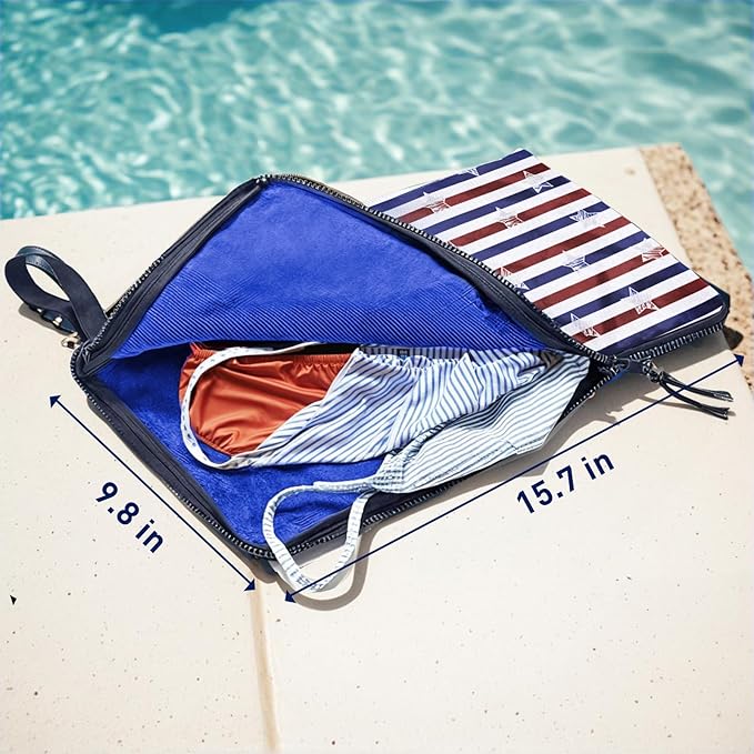 Wet Bag, Wet Dry Bag, Wet bag for swimsuit,Travel, Beach, Pool, Diapers, Dirty Yoga Gym Clothes, Waterproof Embedded Towel Wet Bag(Fleece)-Leakproof Wet Clothes Bag, Beach Travel Essentials