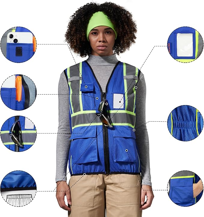 AYKRM 11 color Ladies High Vis Reflective Safety Vest for Women