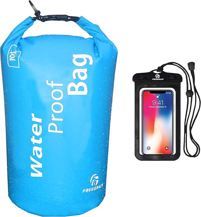Freegrace Waterproof Dry Bag - Lightweight Dry Sack with Seals and Waterproof Case - Float on Water - Keeps Gear Dry for Kayaking, Beach, Rafting, Boating, Hiking, Camping and Fishing