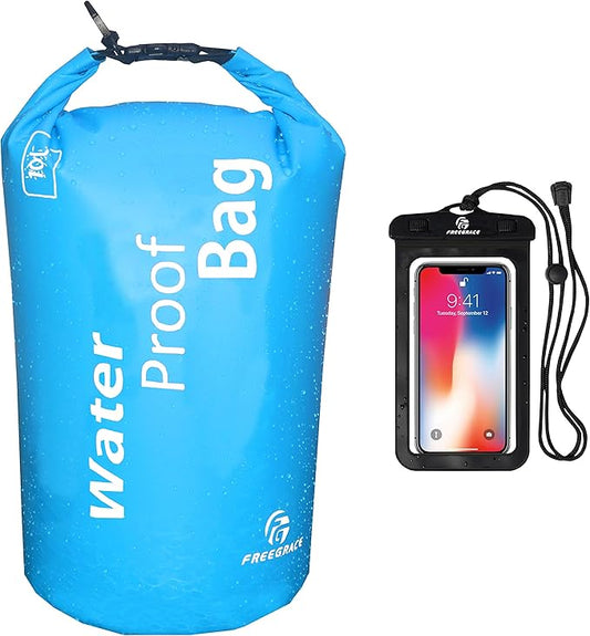 Freegrace Waterproof Dry Bag - Lightweight Dry Sack with Seals and Waterproof Case - Float on Water - Keeps Gear Dry for Kayaking, Beach, Rafting, Boating, Hiking, Camping and Fishing