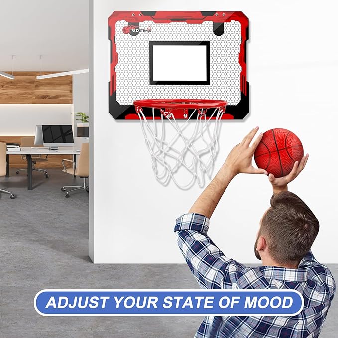 Indoor Basketball Hoop Set for Kids Adults, Pro Mini Basketball Hoop for Door Wall, Room Basketball Hoop Over The Door Outdoor Basketball Hoop with 4 Balls Toy Gift for Boy Girl