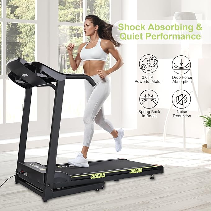 Treadmills for Home, Treadmill with 0-12% Auto Incline, 3.0HP Folding Electric Treadmil, 18" Wide Running Machine with Bluetooth Speaker & Pulse Monitor, 300 LBS Weight Capacity