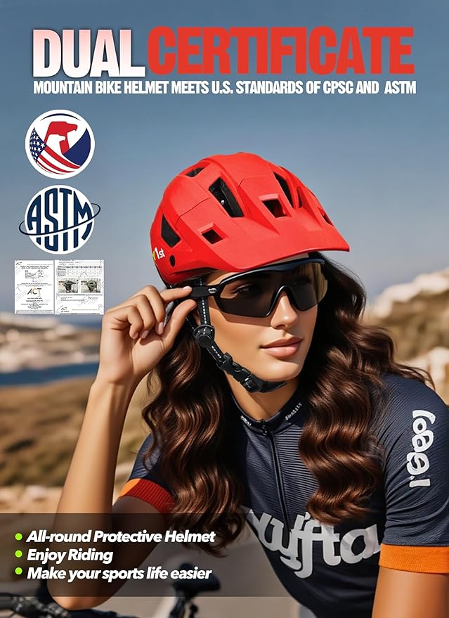 Mountain Bike Helmet for Adults & Youth Lightweight Impact-Resistant with Adjustable Dial & Removable Visor Unisex Helmet for Mountain Biking Bicycle Clcying