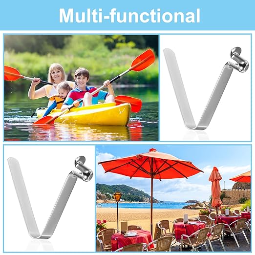 PATIKIL 10.5x7.5mm Kayak Paddle Snaps, 16 Pack Tent Pole Clips Steel V Shaped Single Pin Push Button Spring Clips Lock Tube Pole Clips for Camping Awning