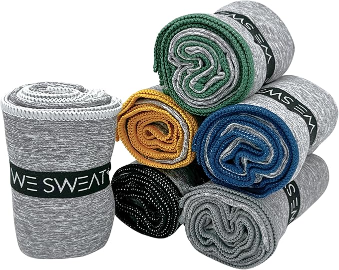 We Sweat’s Microfiber Gym Towels (6 Pack), Silver ION Odor-Free Soft and Absorbent, Sweat Towels for Gym, Travel, Hiking, Working Out, Camping, Sweat Towel (32" x 16")