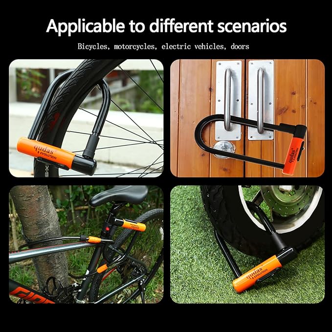 Heavy Duty Bike U Lock German Brand Anti-Theft 4ft/1.2m Cable, Bicycle Sturdy Mounting Bracket with Protective Silicone and Waterproof Sliding Cover for Mountain Bikes, Ebikes, Scooters (Long Lock)