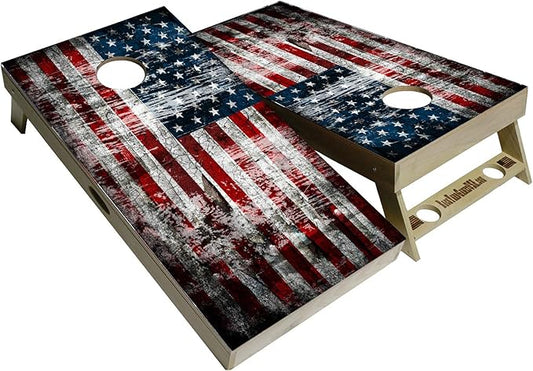 American Flag Series - Premium Cornhole Boards w Cupholders and a Handle - Includes 2 Regulation 4' x 2' Cornhole Boards w Premium Birch Plywood and 8 Cornhole Bags