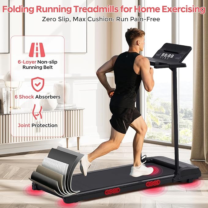 Portable Walking Pad Treadmill with Handle Bar, Foldable Folding Walking Pads Treadmills for Home with Handles