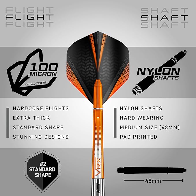 RED DRAGON Amberjack Series Darts Set with Flights and Shafts (Stems)