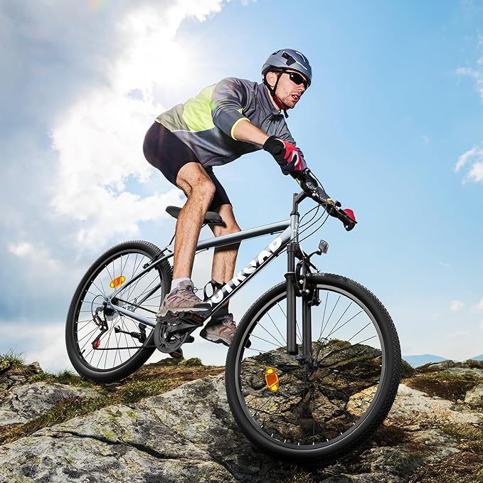 Outroad 26 Inch Mountain Bike, 7/21-Speed/High-Carbon Steel/Aviation Grade Frame, Dual Disc/V Brake, Adjustable Ergonomic Seat Bicycle for Men Women Adult, Quick Assembly in 20 Minutes