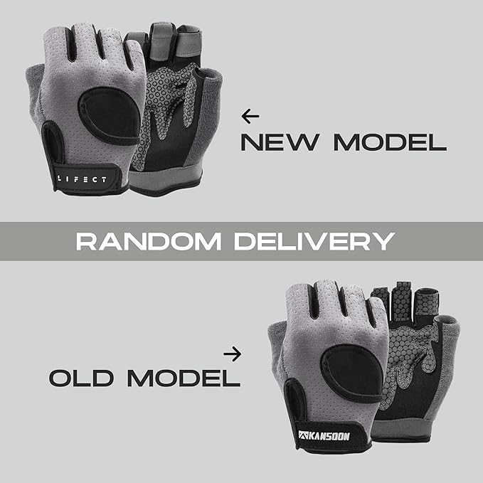 LIFECT Essential Breathable Workout Gloves, Weight Lifting Fingerless Gym Exercise Gloves with Curved Open Back, for Powerlifting, Women and Men