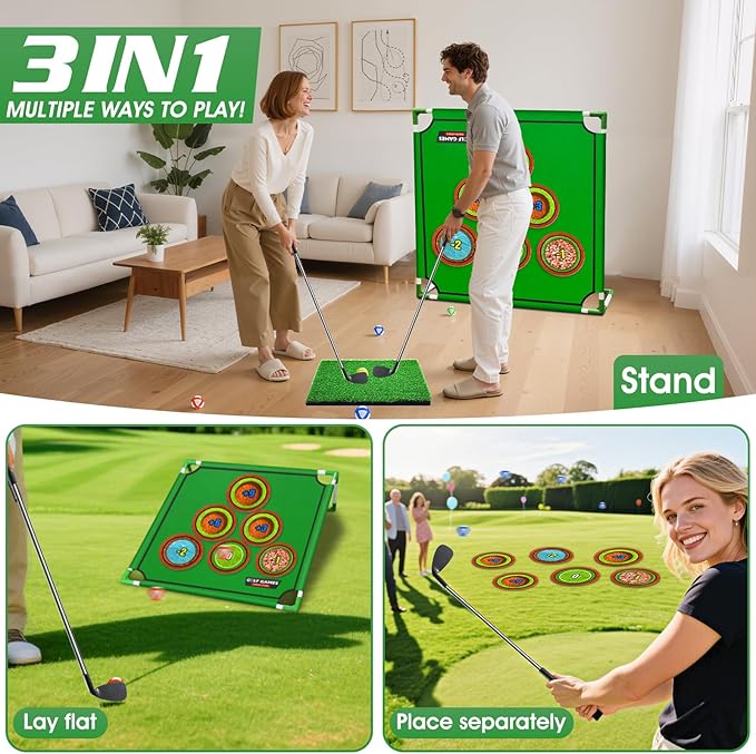 Upgraded Golf Game with 20 Velcro Golf Balls Chipping Game, 3IN 1 Battle Golf Chipping Games for Adults, Battlegolf Outdoor Set, Battle Golfs Pong Games, Indoor Golf Games for Kids