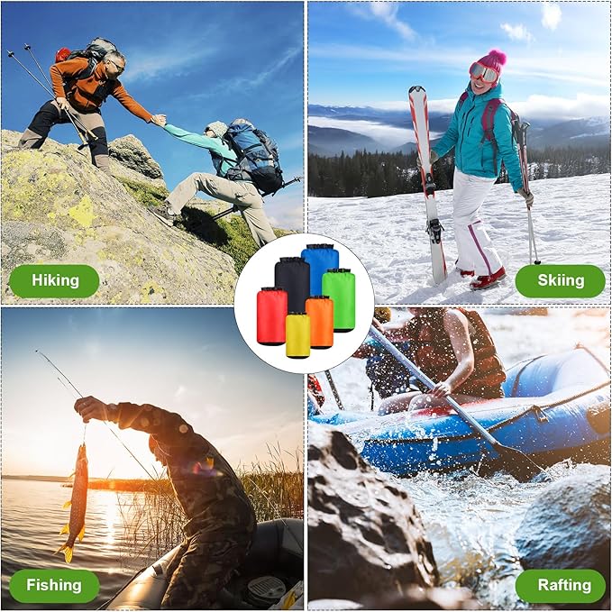 6 Pcs Waterproof Dry Bag Sack Lightweight Outdoor Dry Bags 35 L, 20 L, 15 L, 10 L, 5 L, 3 L Waterproof Boat Bag for Kayaking, Backpacking, Hiking, Camping Rafting(Bright Color)