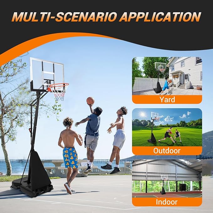 Basketball Hoop Outdoor 5.2-10Ft, Portable 47 Inch Shatterproof Backboard & Rebound Plate & Quick Adjustable Basketball Goal System