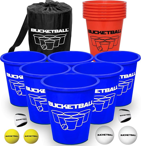 BucketBall | Team Color Edition | Combo Pack (Navy Blue/Orange): Original Yard Pong Game: Best Camping, Beach, Lawn, Outdoor, Family, Adult, Tailgate, Jumbo, Giant Game